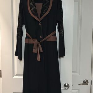 Black and Brown abaya set with pants and belt